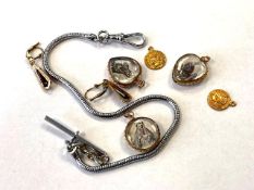 A small quantity of costume pendants, watch, chain etc.