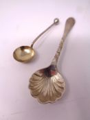 2 silver salt spoons.