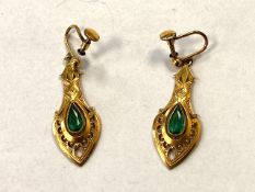 A pair of vintage drop set earrings.
