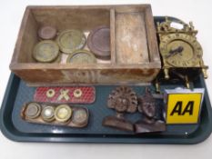 A tray of reproduction brass lantern clock,