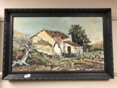 Continental school : cottage on a hillside, oil on board,