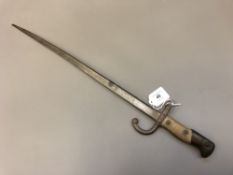 A 19th century French Gras rifle epee bayonet
