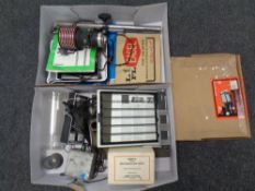 Two boxes of photographic equipment