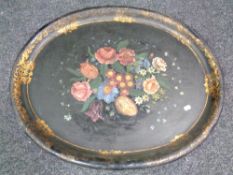 A 19th century oval papier mache tray