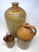 Three vintage stoneware flagons