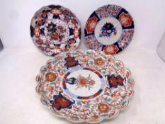 Three antique Japanese Imari plates