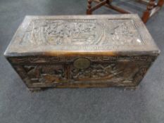 Early 20th century carved camphor wood blanket chest