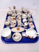 A tray of crested china