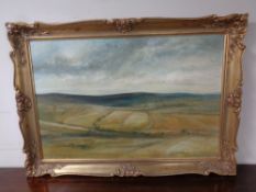 A continental oil on board rural landscape,