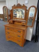 An Edwardian satin wood mirror back dressing table