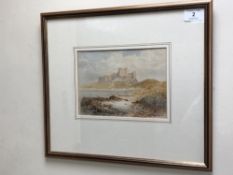 John Wilson Hepple (1886 - 1939) : Bamburgh Castle, watercolour,