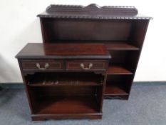 Two reproduction mahogany open bookshelves
