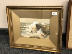 Stanley Brinton : Waves Crashing Over a Rocky Headland, watercolour, signed, dated 1918,