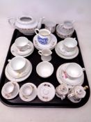 A tray containing antique and later child's part tea services