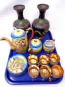 A pair of Chinese cloisonne vases depicting dragons (a/f), height 23 cm,