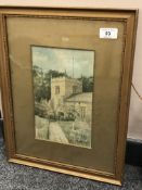 Stanley Brinton : Kirkwhelpington Church, watercolour, signed, dated 1920, 25 cm x 15 cm,