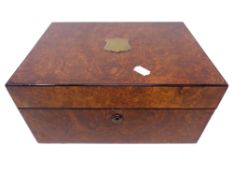 A good quality Victorian walnut travelling jewelry box fitted internal mirror and lift out tray