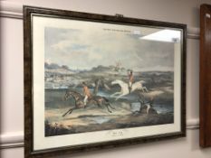 After William J Shayer : Full Cry - Clearing the Brook, reproduction in colours, 35 cm x 50 cm,