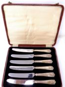 A set of six London silver-handled butter knives (cased)