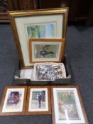 A box containing basket containing stainless steel cutlery,