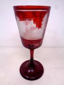 An 1851 Industrial Exhibition ruby glass goblet (height 22.