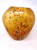 An art glass oval amber vase with speckled decoration (height 27 cm)