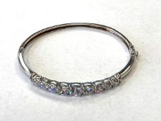 A silver and Cubic Zirconia bracelet.