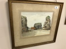 Stanley Brinton : Coastal Scene with Sand and Rocks, watercolour, signed, dated 1933, 25 cm x 31 cm,