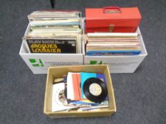 Three boxes of vinyl LP's and 7