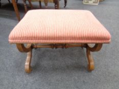 A 19th century oak dressing table stool on X-frame legs