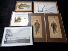 An M Harrison watercolour, rural scene,