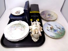 A tray containing assorted ceramics to include a Lennox Noahs Ark money box,