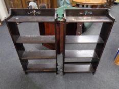 A pair of Edwardian oak open bookshelves
