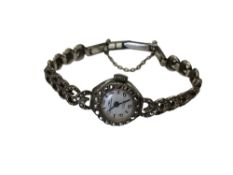 A vintage marcasite silver watch