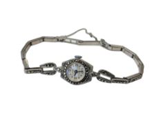 A vintage marcasite silver watch