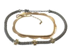 Two costume jewellery flat link collar necklaces