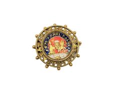 An antique 18ct gold and enamel brooch 'S M V PAUL RAINER', 7.4g, diameter 32 mm.