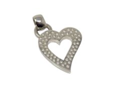 A heavy white gold heart pendant set with 57 diamonds, approx. 2.