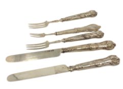 Five silver mounted Georgian/Victorian knives and forks