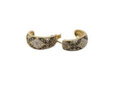 A pair of 9ct gold diamond set earrings