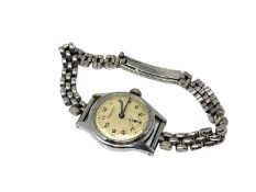 A vintage nickel plated and stainless steel wristwatch signed Audemars