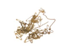 A collection of gold safety chains CONDITION REPORT: 3.
