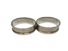 A pair of oval silver napkin rings,