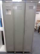 Three sentry door metal lockers