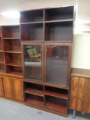 A three piece mid 20th century modular bookcase