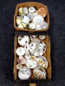 Two boxes of English bone china tea ware together with a glass tea set