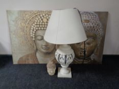 Two Asian style wall canvases,