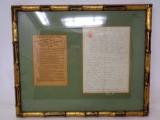 A letter on House of Commons note paper with analysis attributing it to Prime Minister Harold