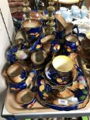 A tray of nineteen pieces of H & K Tunstall fruit pattern cabinet and tea china