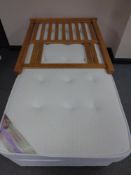 A Times Beds 3' divan with Acacia mattress and a contemporary oak rail headboard